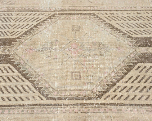 7 Ft Vintage Brown Persian Style Hand Knotted Low Pile Wool Runner Rug